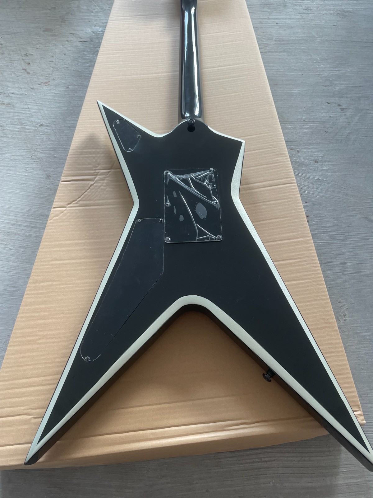 Dimebag Darrell Stealth Electric Guitar BlackWithSilver Bevels Floydrosevibratro