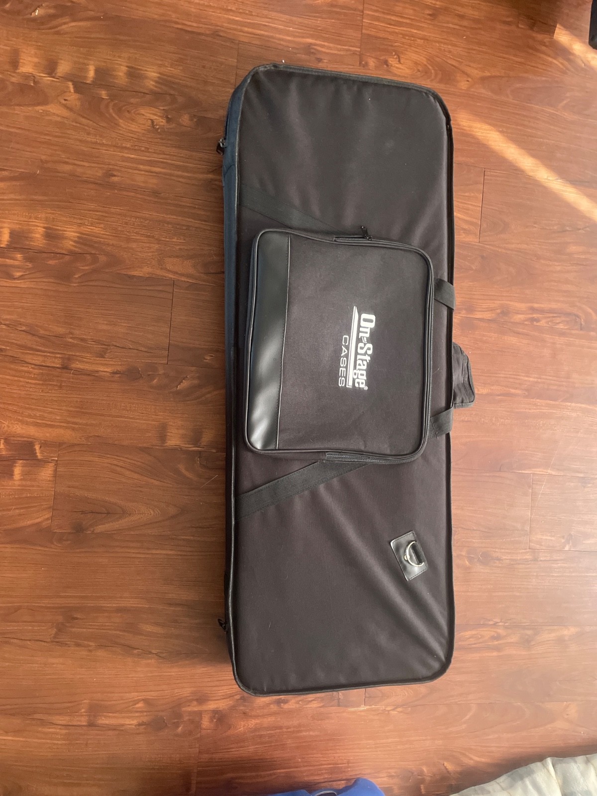 See through blue electric Les Paul guitar with case