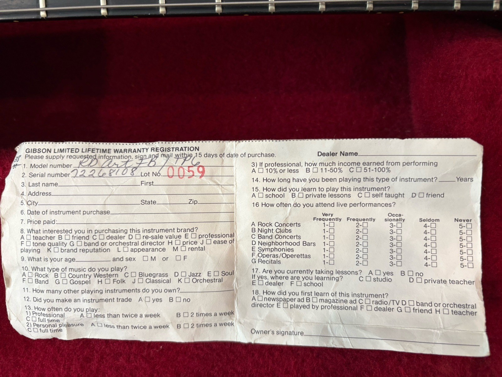 Vintage 1978 Gibson RD Artist Guitar