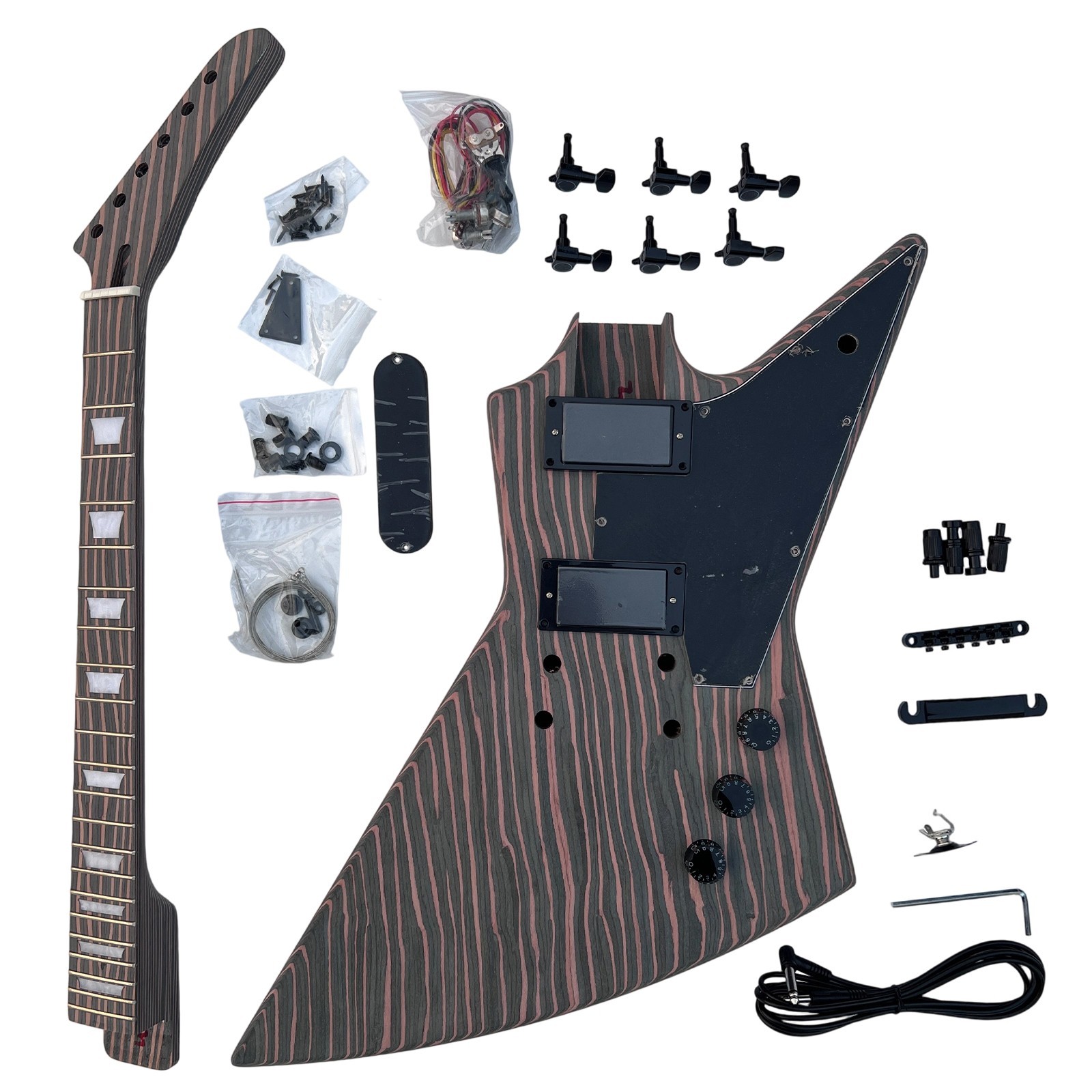 DIY Electric Guitar Kits Unfinished Zebrawood Bone Nuts Set Neck Free Shipping