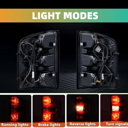 Tail Lights compatible with 2007-2014 Chevy Silverado 1500 Dark Red With Bulbs