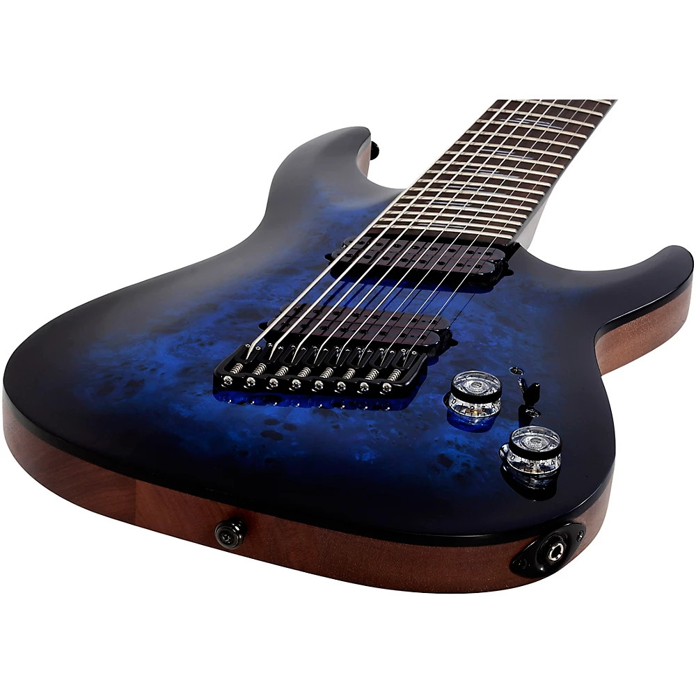 Schecter Guitar Research Omen Elite-8 MS Electric Guitar See-Thru Blue Burst