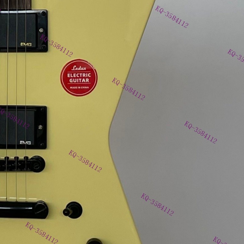 Solid Body Electric Guitar Stainless Rounded Fret Edge Black Parts Cream Stock