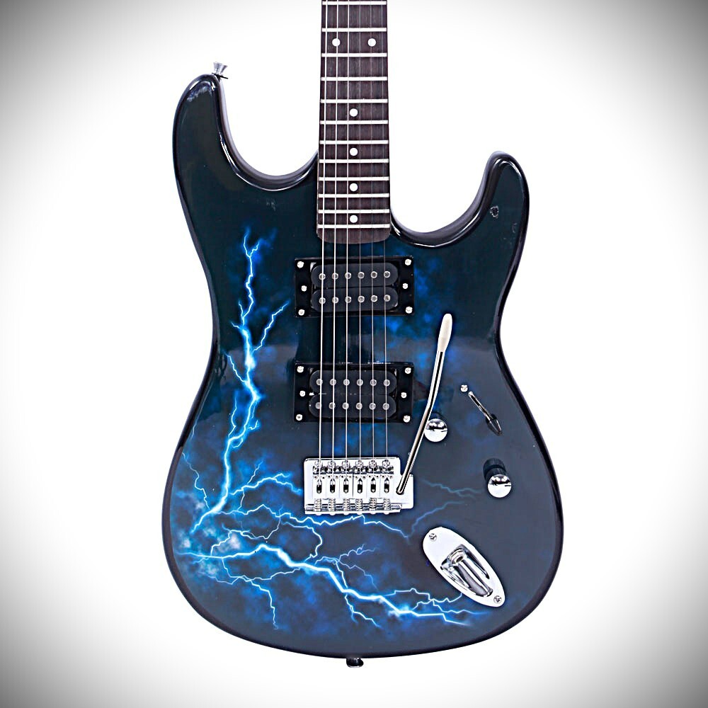 Blue 39″ Full-Size Electric Guitar Starter Package w/ Lightning Finish Unbranded