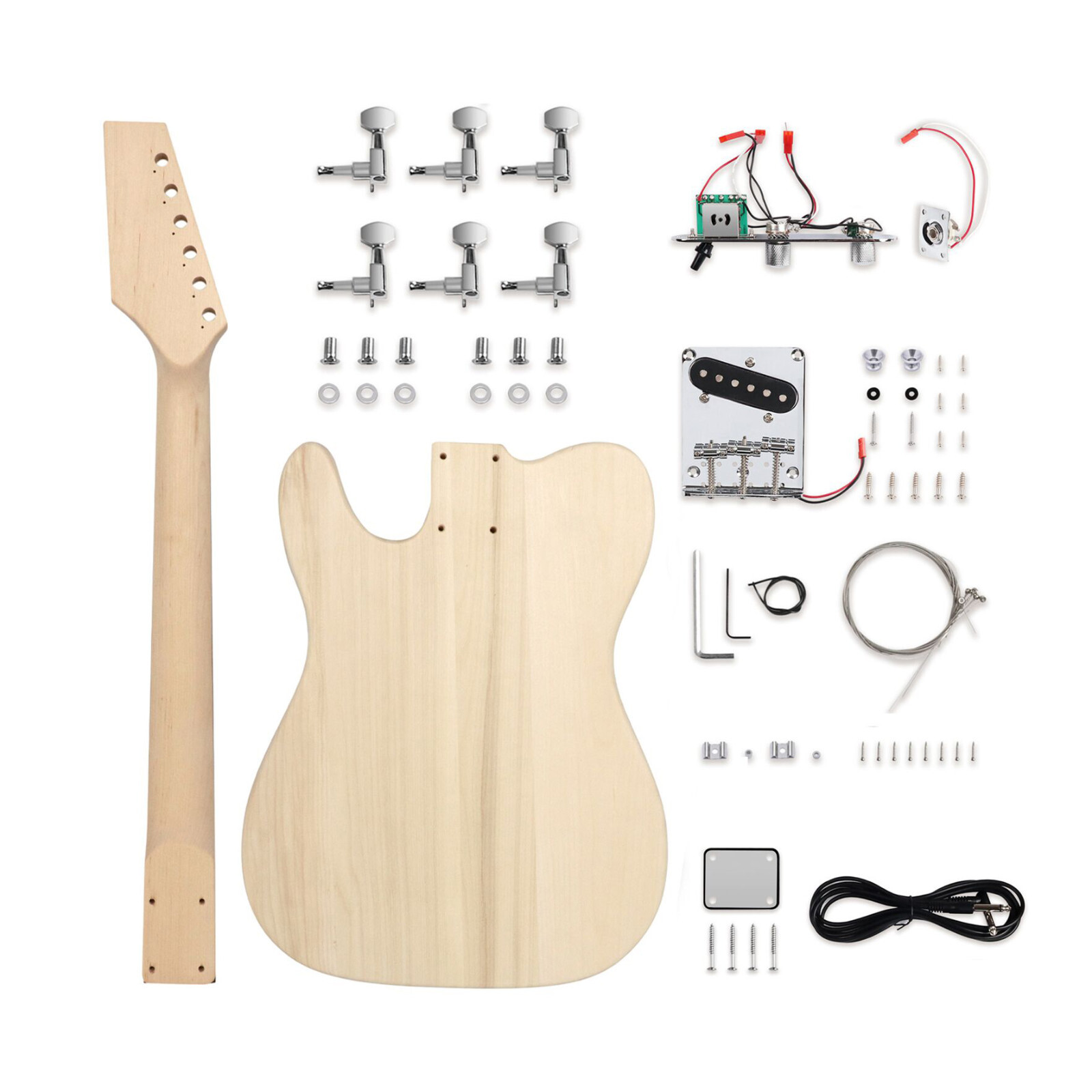 DIY Electric Guitar Kit Beginner Kit TL Style Basswood Body with Ash Burl Top CR