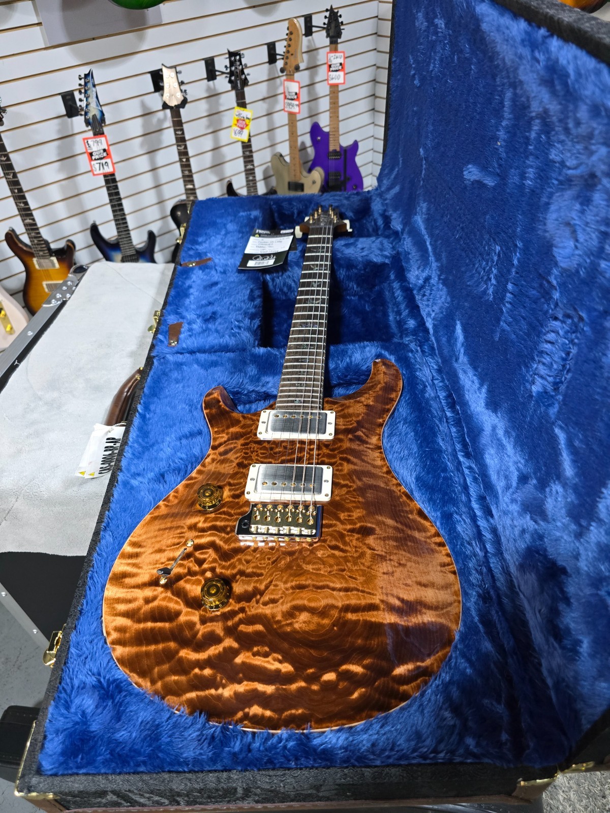 PRS Wood library, 10-Top, Custom 24 Left Handed- Copperhead w/OHSC & PLEK*D #597