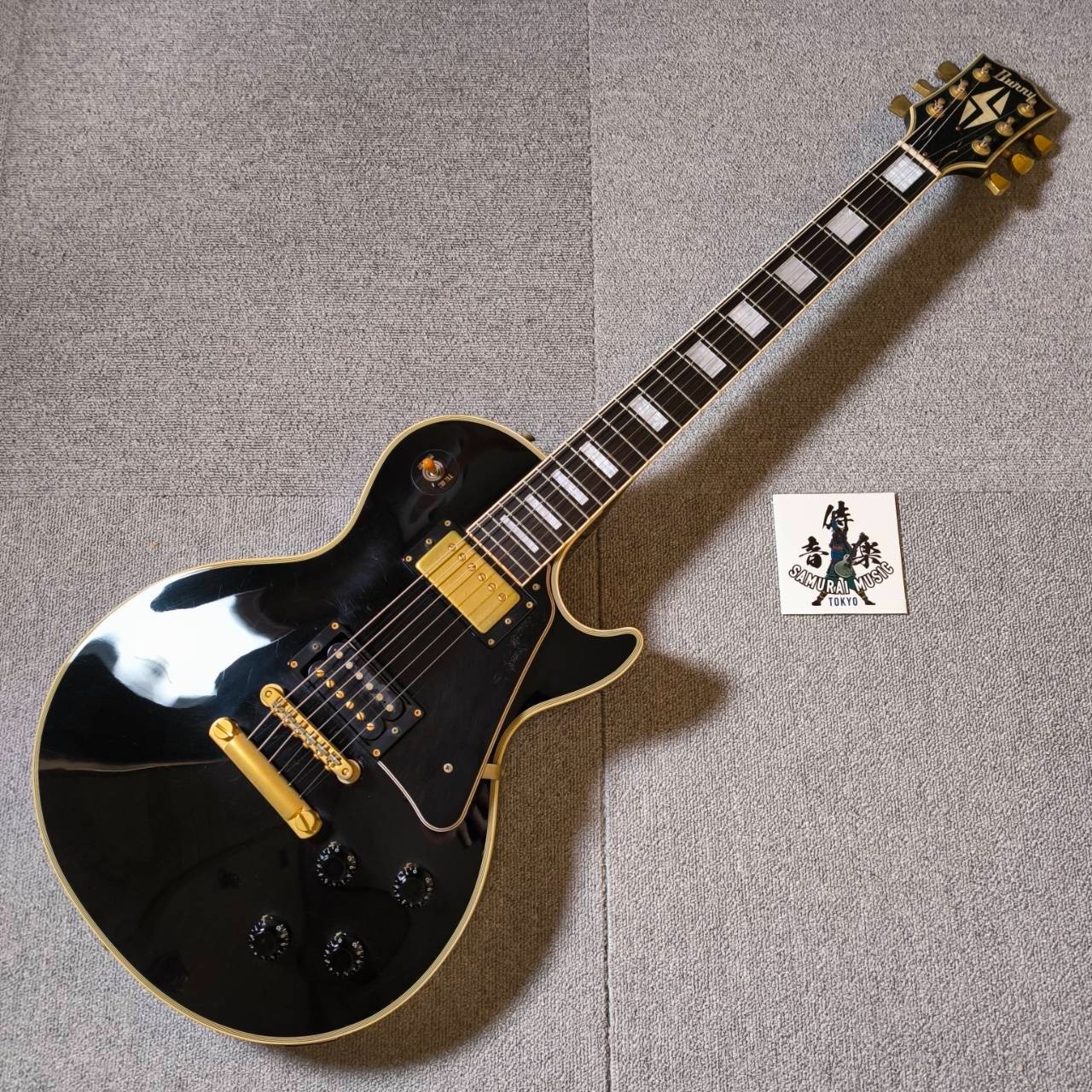 Burny Les Paul Custom Black RLC Electric Guitar Lightning Inlay Made In Japan #3