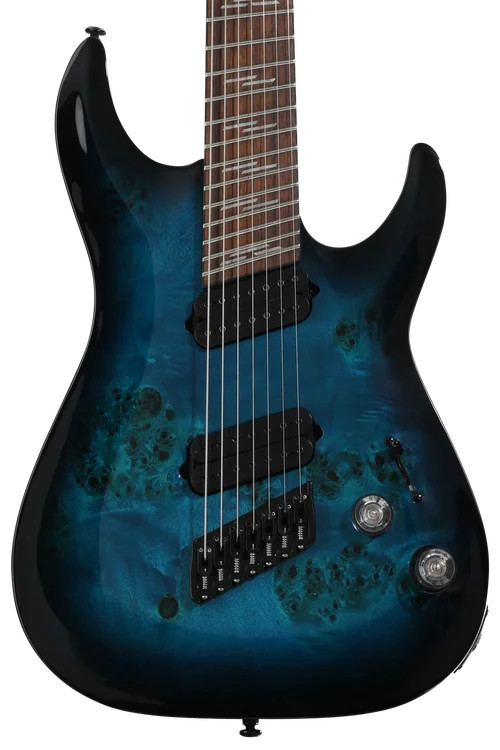Schecter Omen Elite-7 Multiscale 7-string Electric Guitar – See Through Blue