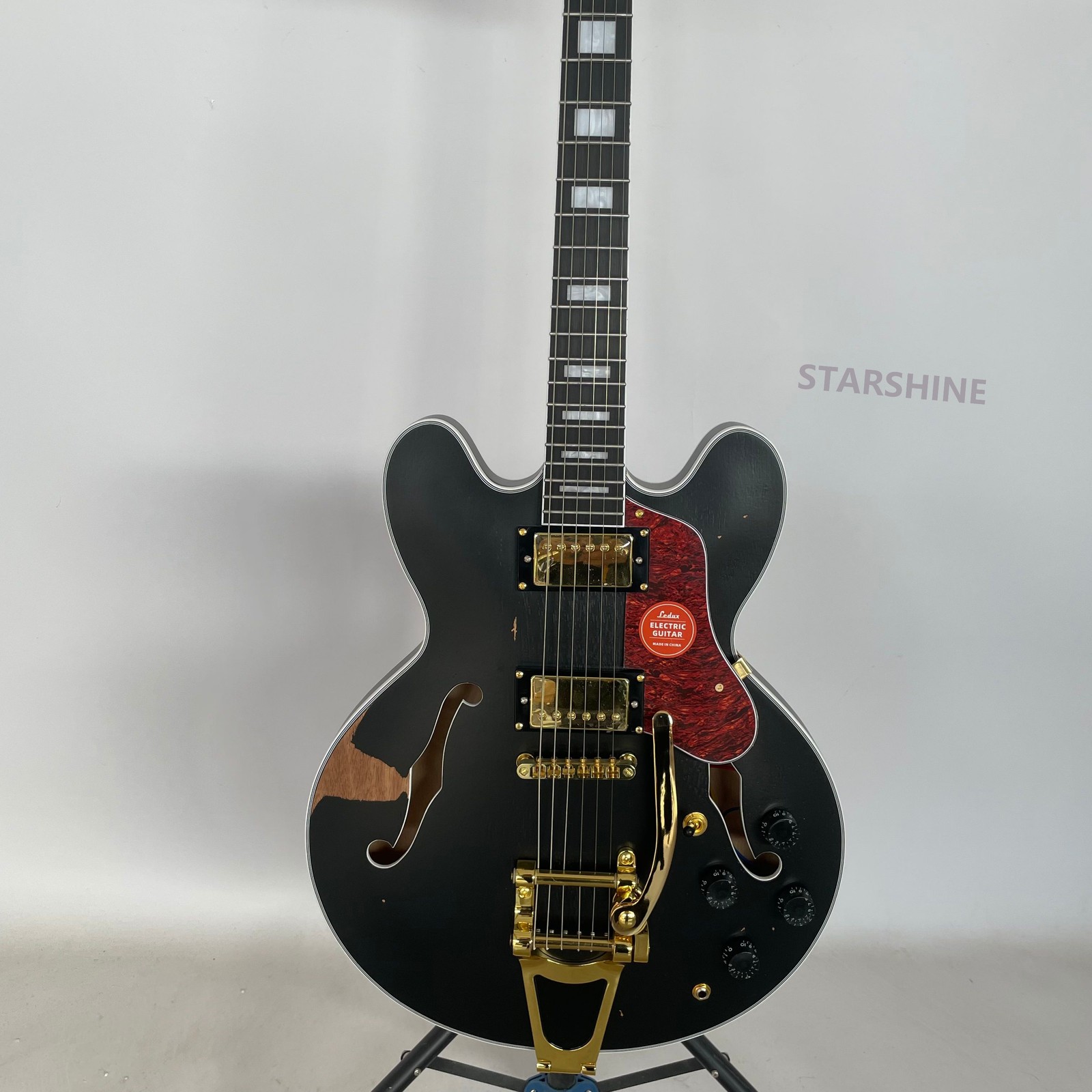 Hot sale aged top Semi-hollow Electric Guitar Stainless Stainless Rounded