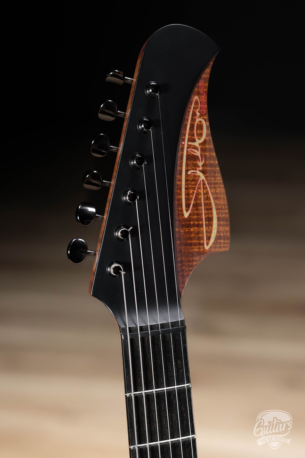 Shelton GalaxyFlite Ash Fralin WideRange w/ Flame Maple & Ebony – Pitch Black