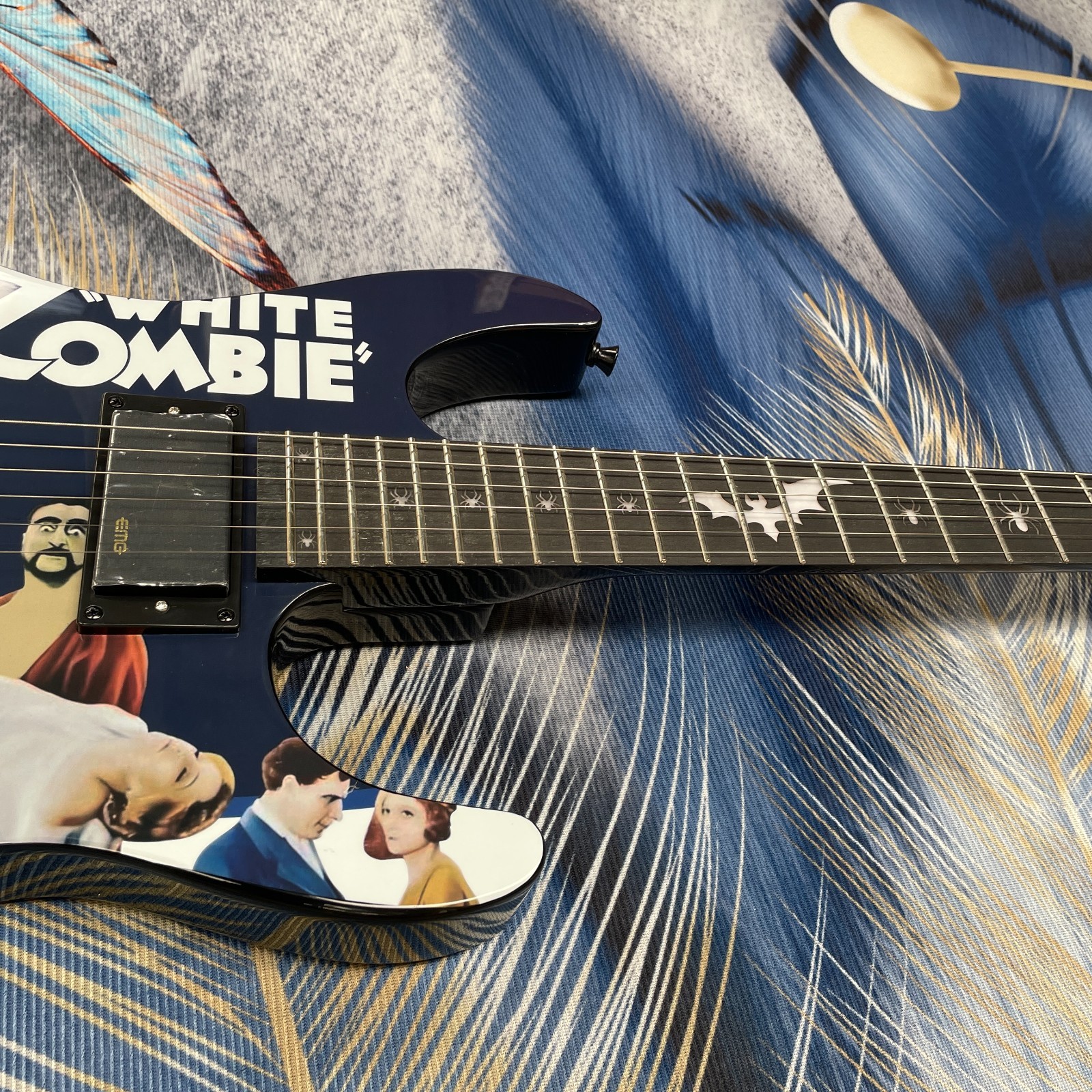 High Quality Discount Electric Guitar with White Zombie Graphic, Black Hardware