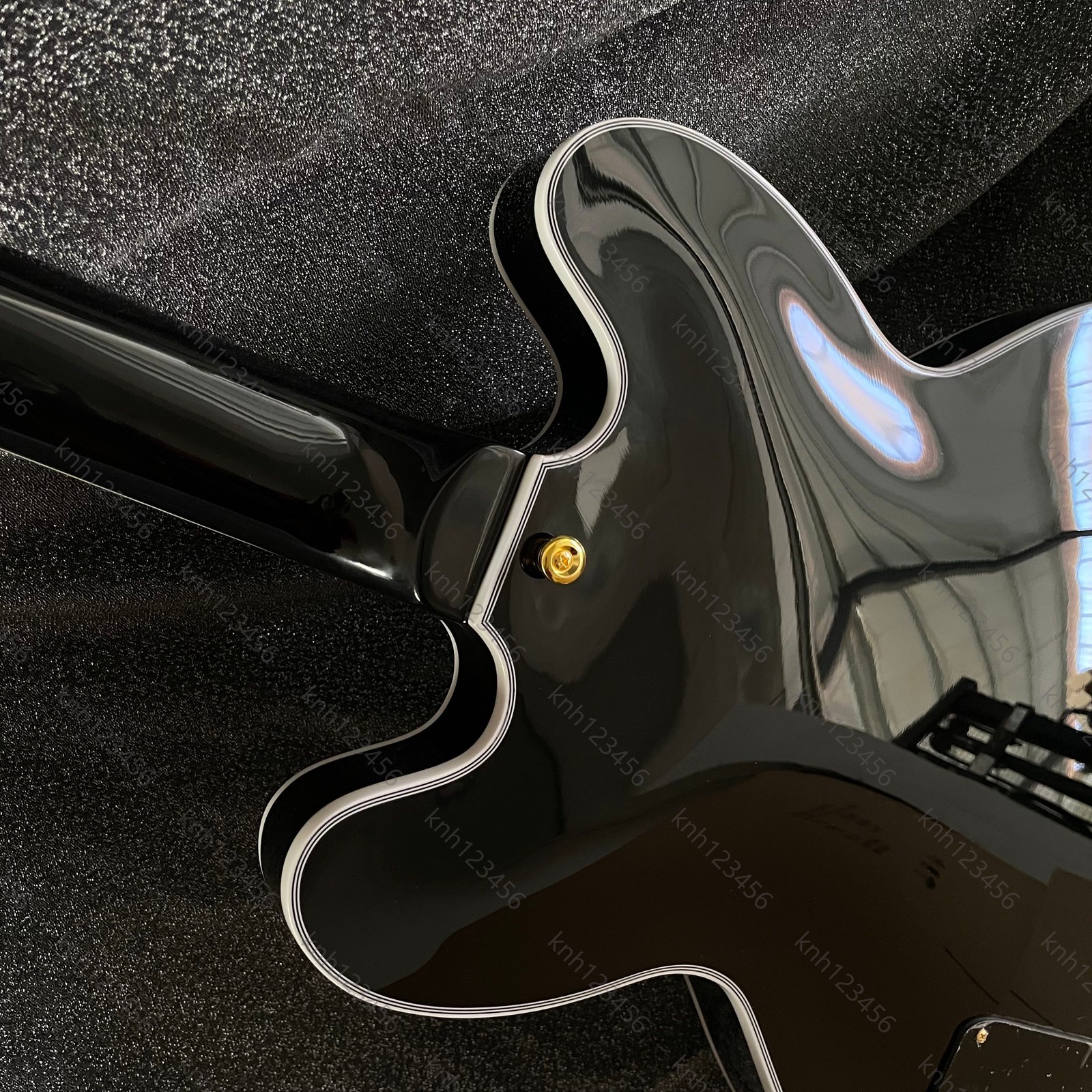 Gloss Black Solid Body Electric Guitar Dual Humbucker Gold Hardware Free Ship