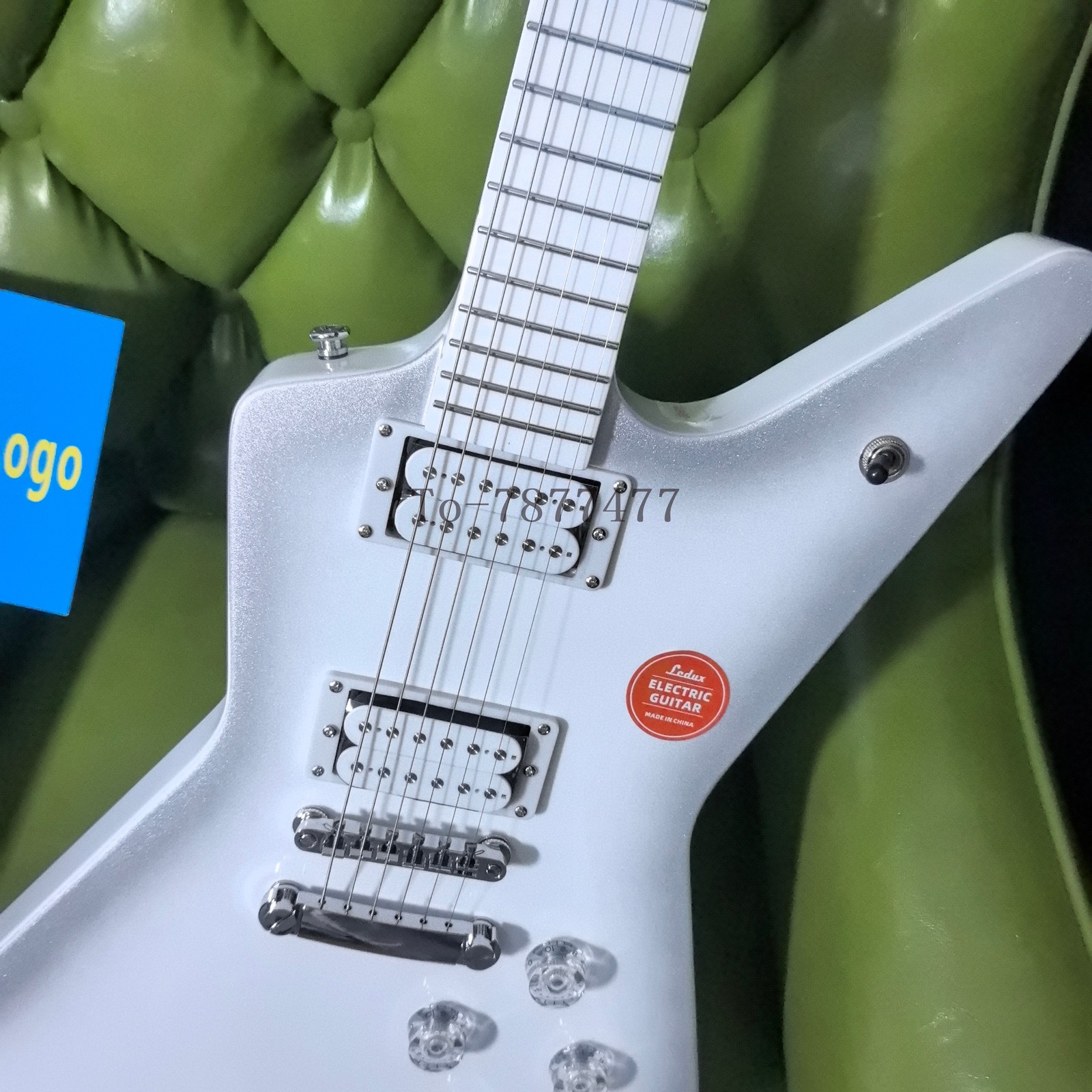 6-String Solid Electric Guitar Stainless Fret HH Pickups Chrome Hardware White