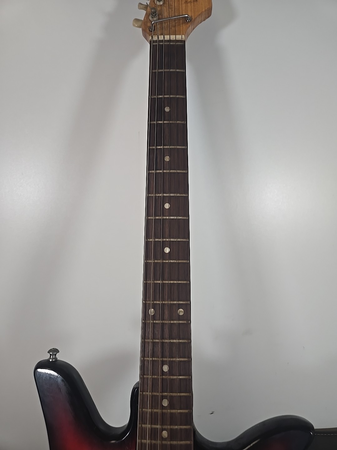 Vintage 1960s Teisco E-110 Tulip Sunburst Solid 6 String Electric Guitar Japan