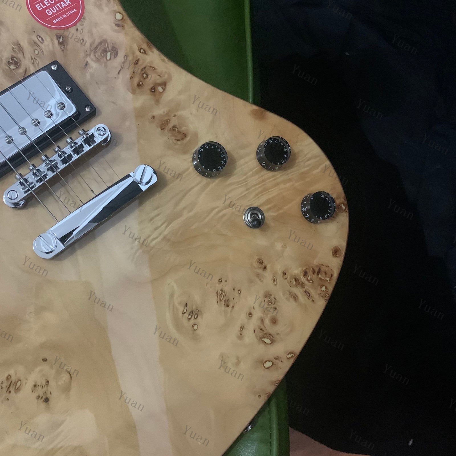 Solid Electric Guitar Stainless Steel Frets Burl Top Veneer Gold Hardware