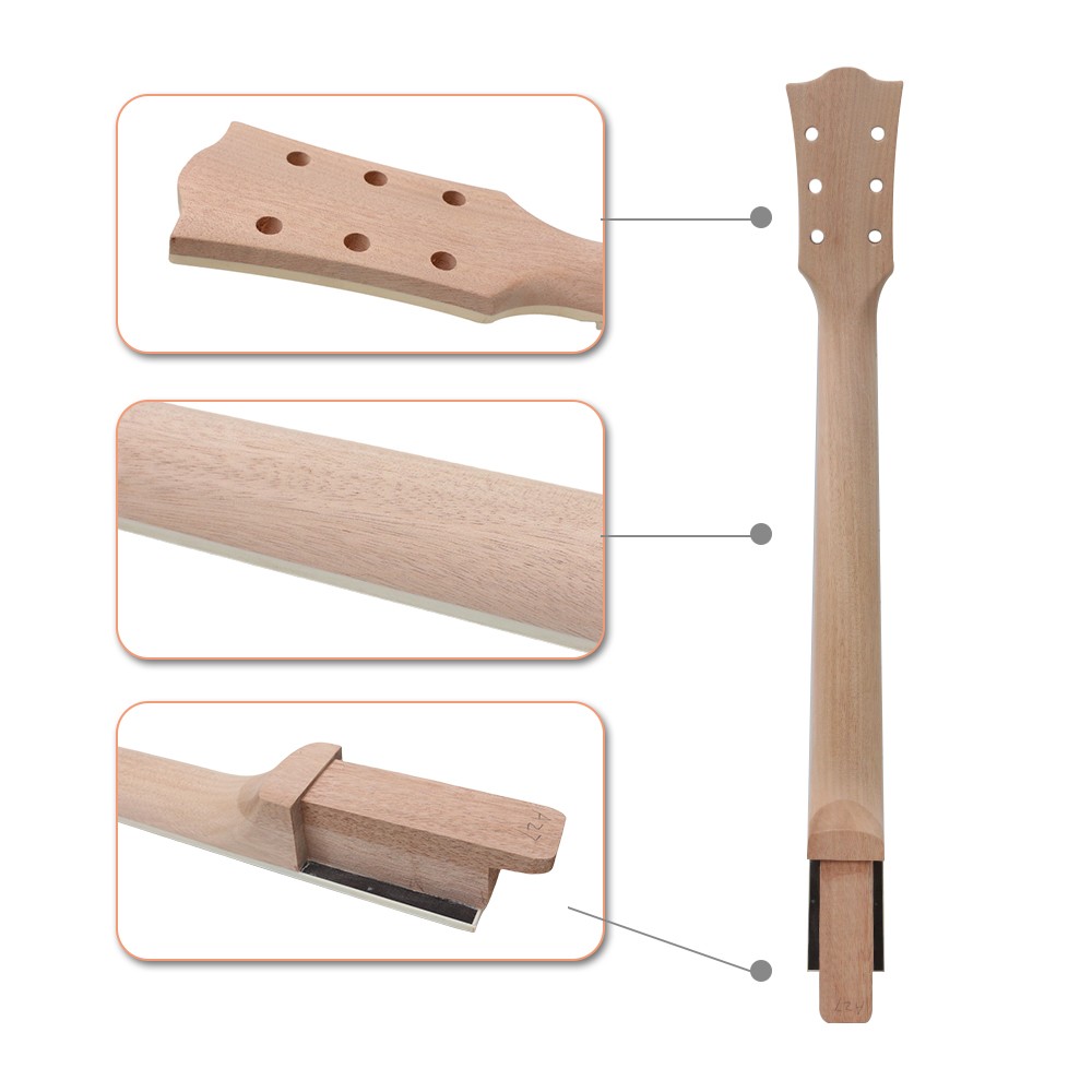 DIY Electric Guitar Kit Flame Maple Body 22 Fret 24.75 Inch Neck Set in Heel