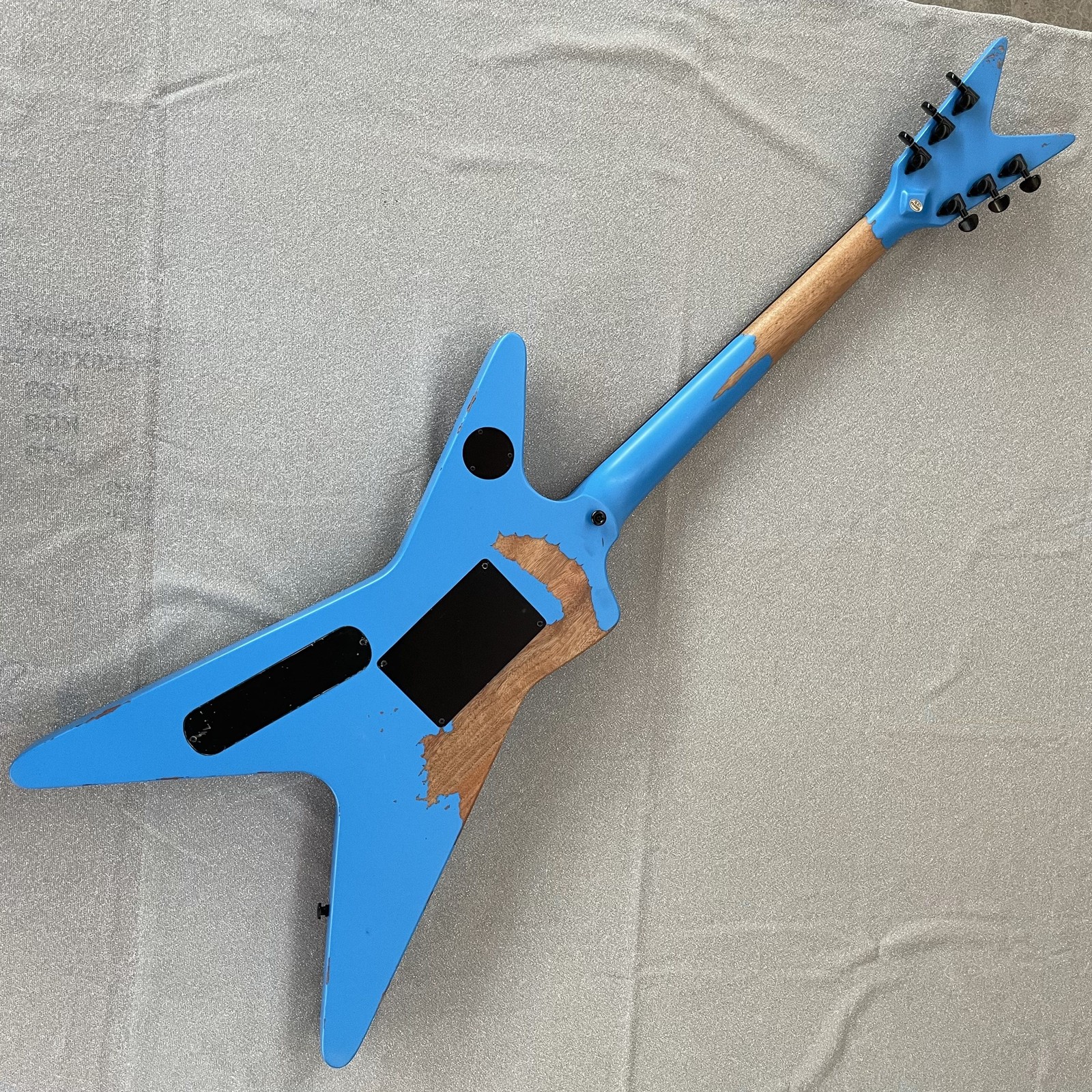 Aged blue Lightning Electric Guitar FR Bridge HH Pickups black part unique gift