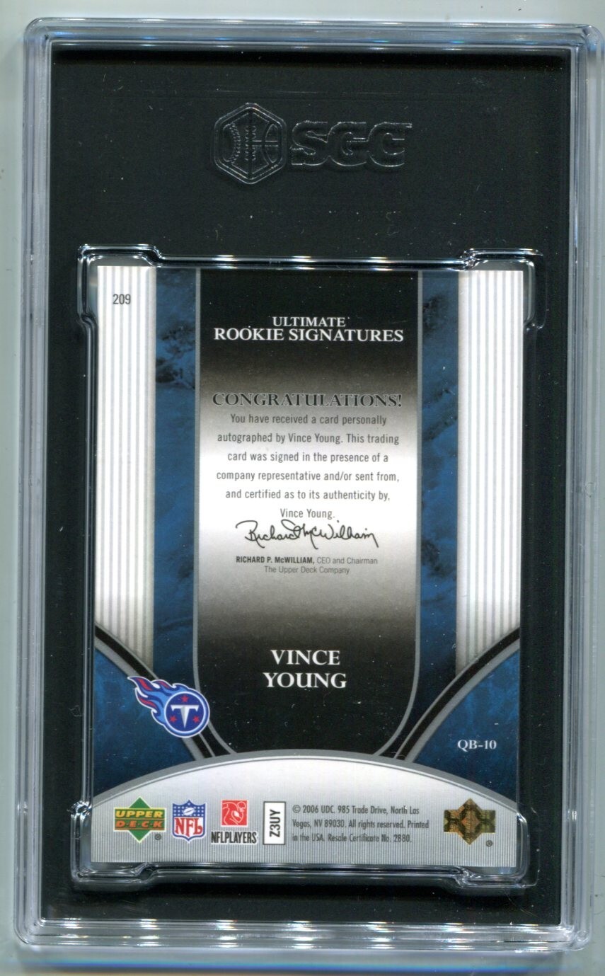 2006 Ultimate Collection Vince Young RC AUTO 3/99 SGC 9.5 MINT+