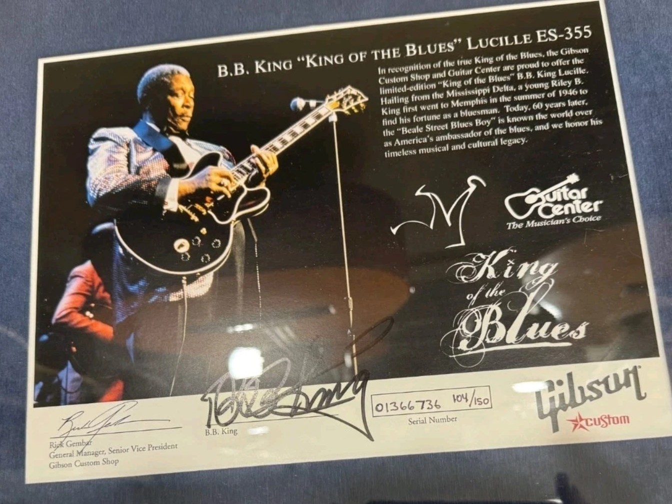 2006 Gibson BB King Lucille Custom Shop ES-355 King Of Blues LTD ED #104 W/COA