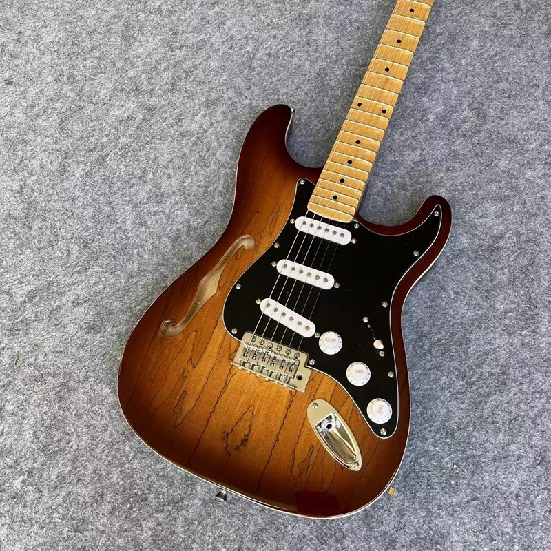 22 Frets Electric Guitar Semi Hollow Body F Holes SSS Single Coil Pickups