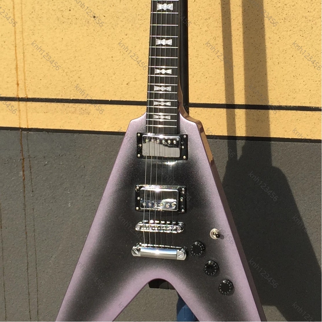 Purple Black Burst Triangular Angular Electric Guitar HH Pickups Stainless Frets