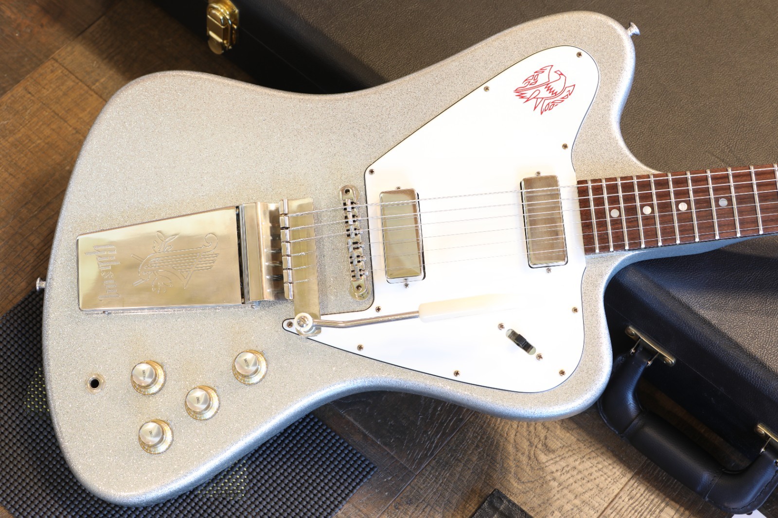2022 Gibson Custom Shop NonReverse Firebird 65 Guitar Silver Sparkle + COA OHSC