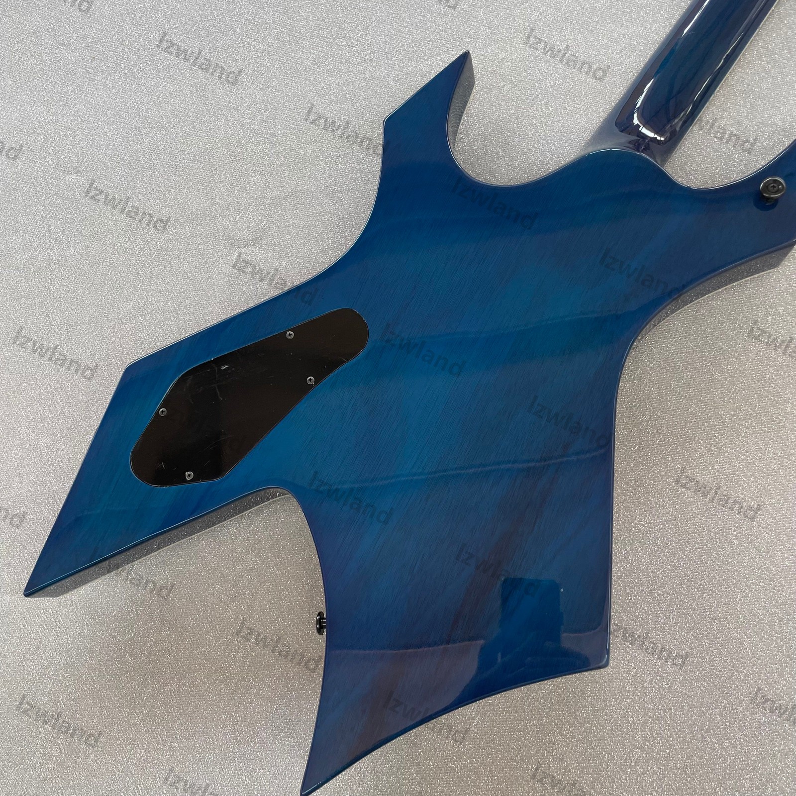 Unique Electric Guitar H-H Pickups Flamed Maple Veneer Blue Finish Black HW
