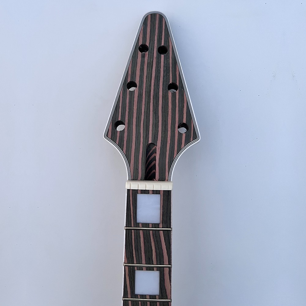 Unfinished DIY Electric Guitar Kit Set In Zebrawood V Bridge Humbucker FREE SHIP