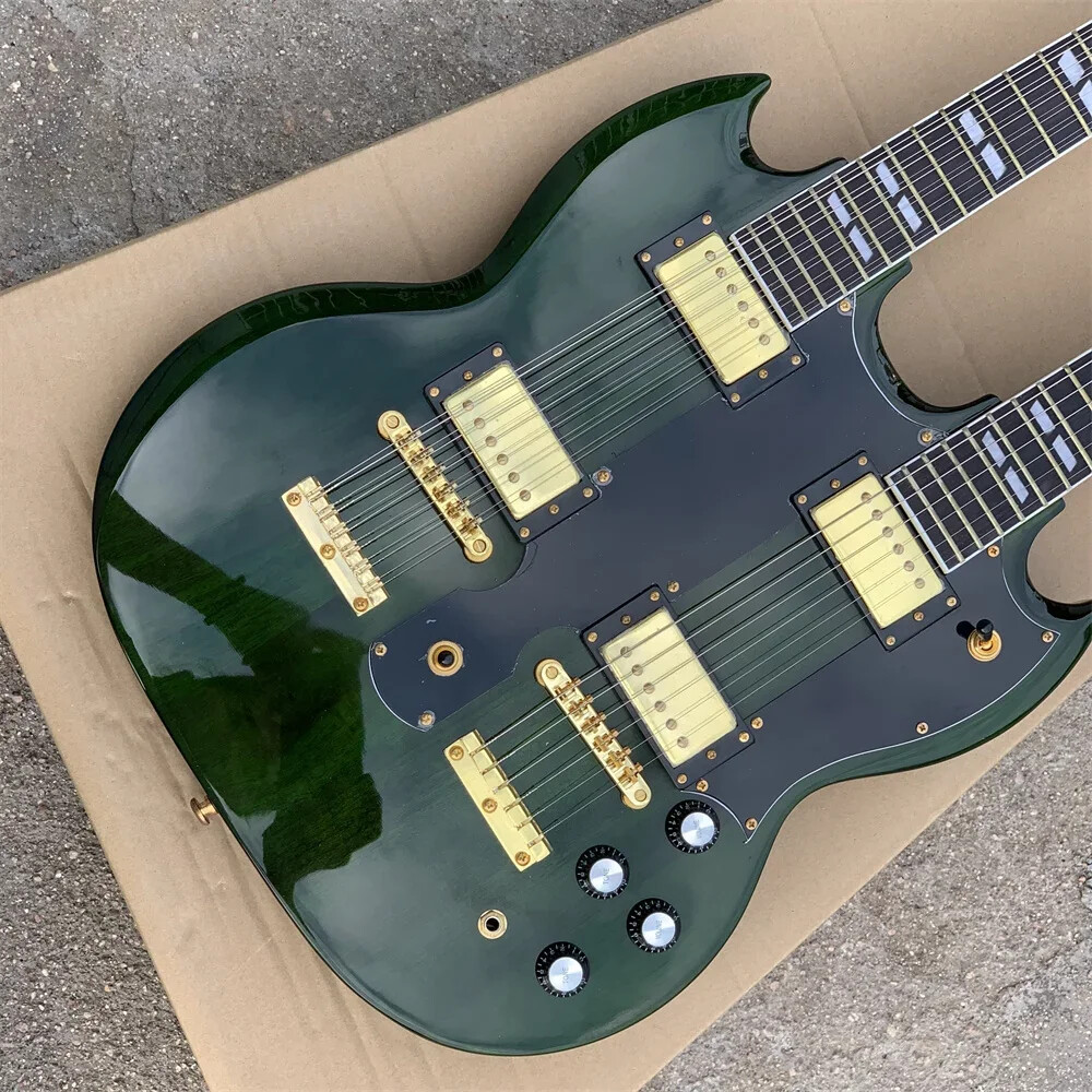 Hot Sale Green Double Neck Electric Guitar 6/12 Strings Guitar High Quality