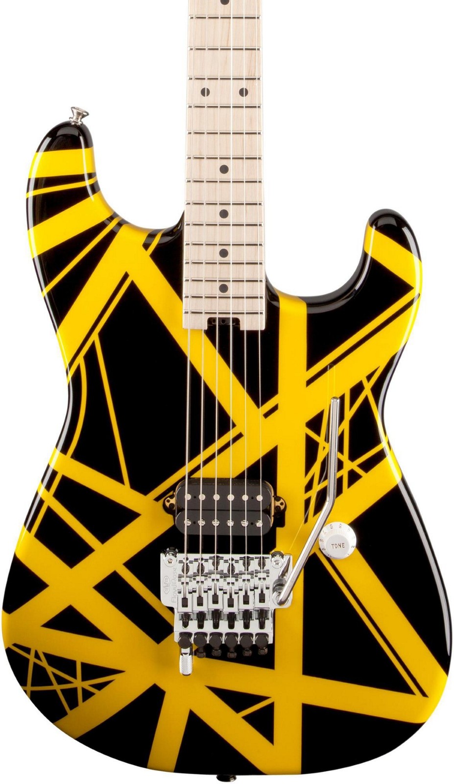 EVH Striped Series Electric Guitar Black with Yellow Stripes
