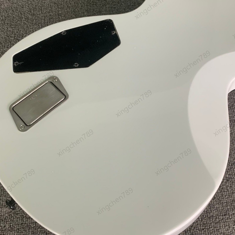 Hard Rock Electric Guitar Glossy White H-H Active Pickups Stainless Rounded Fret