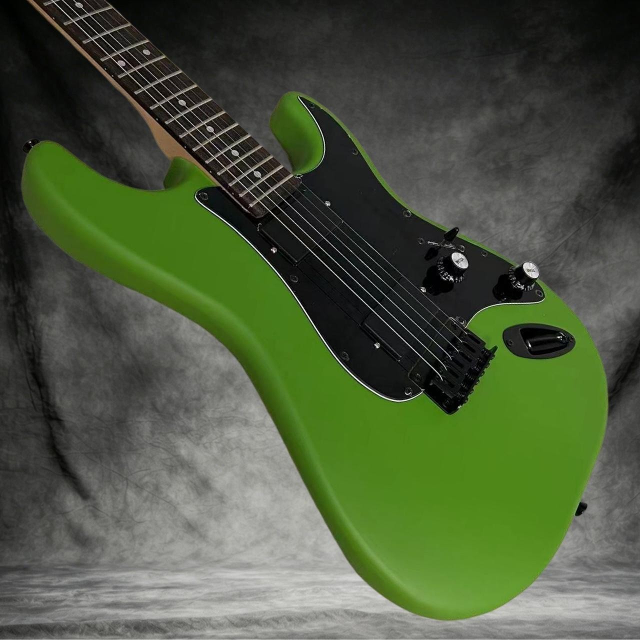 ST Electric Guitar Active Pickups Matte Green Color Black Hardware 22 Frets