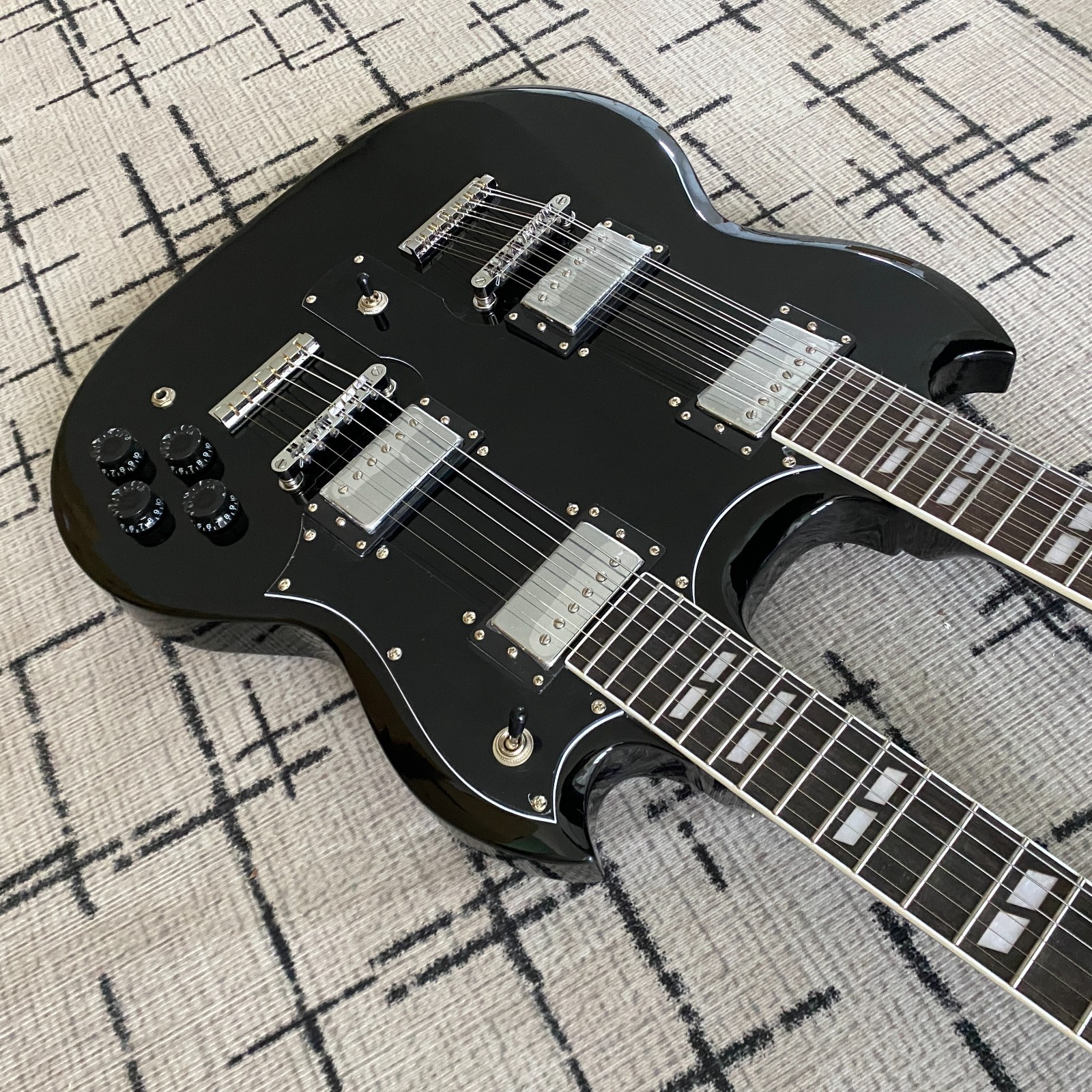 SG Double Neck Electric Guitar Jimmy Page 12+6 Black
