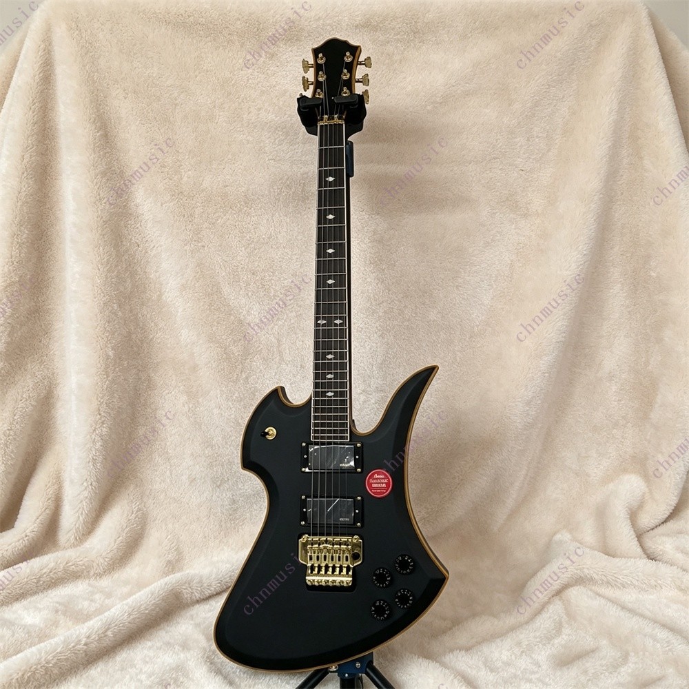 Solid Electric Guitar FR Bridge Stainless Rounded Fret Edge Yellow Bound Black
