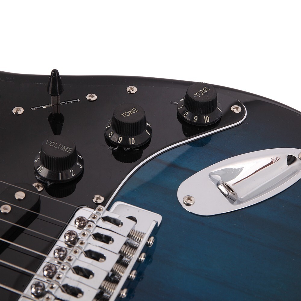 GST Stylish Electric Guitar Kit Black Pickguard Navy Blue w/ Strap Bag Amplifier