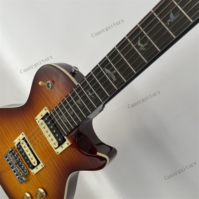 Electric Guitar Stainless Rounded Fret Edge Flamed Maple Top Tobacco Sunburst US