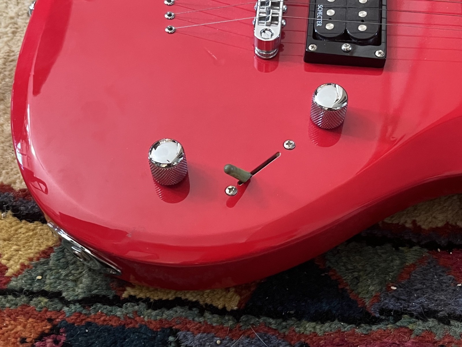 Schecter Diamond Series Riot-6 Electric Guitar Gloss Red Dual Humbucker Rare
