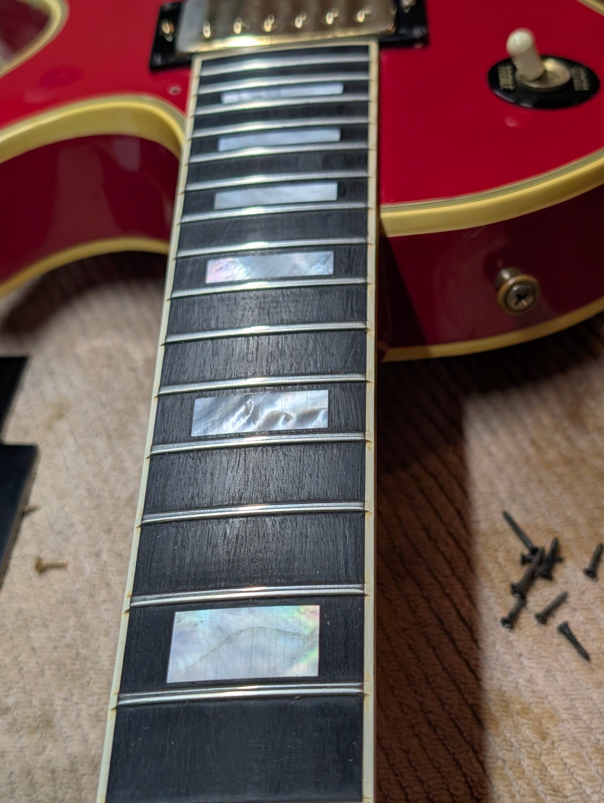 1985 Gibson Les Paul Custom Electric Guitar Ferrari Red Tim Shaw 100% Original