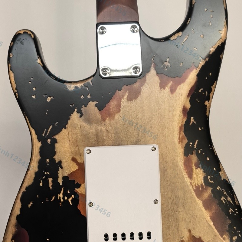 Heavy Aged Solid Body Electric Guitar Stainless Rounded Fret Edge Bone Nut Local
