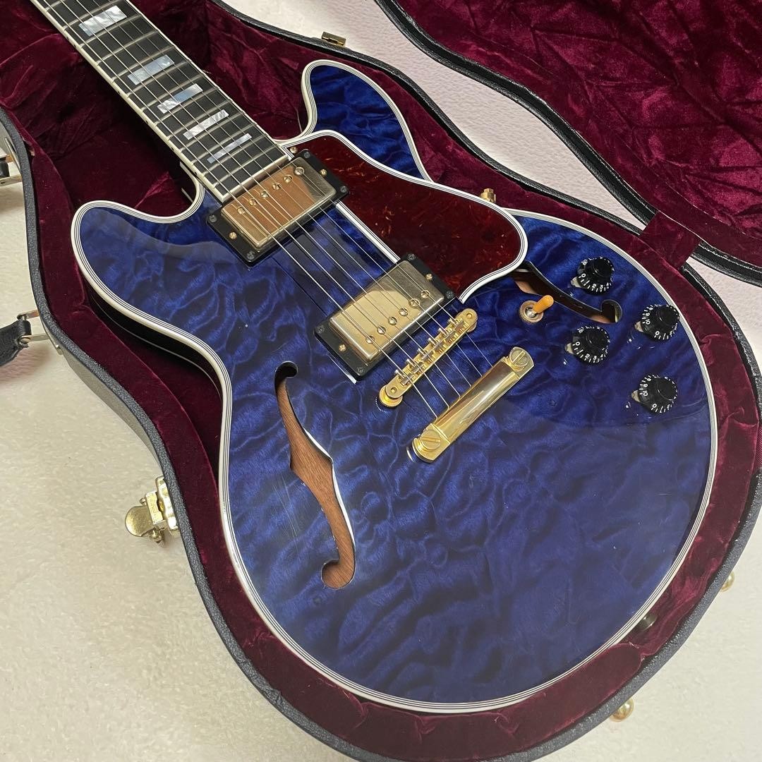 Electric Guitar Gibson Custom Shop CS-356 2014 Translucent Blue Quilt USA