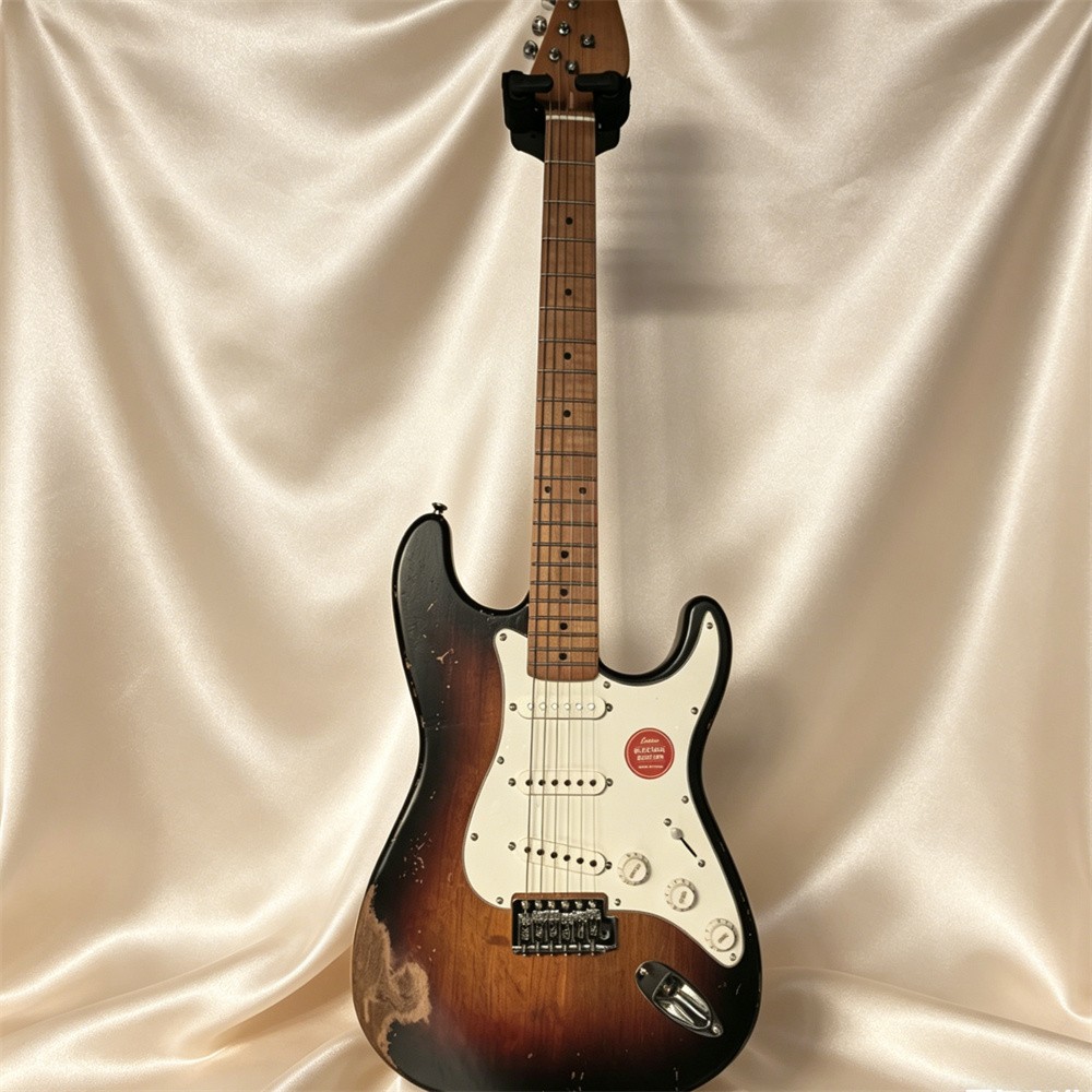 Custom 3-tone Sunburst Electric Guitar S-S-S Pickup Handmade aging 6 String