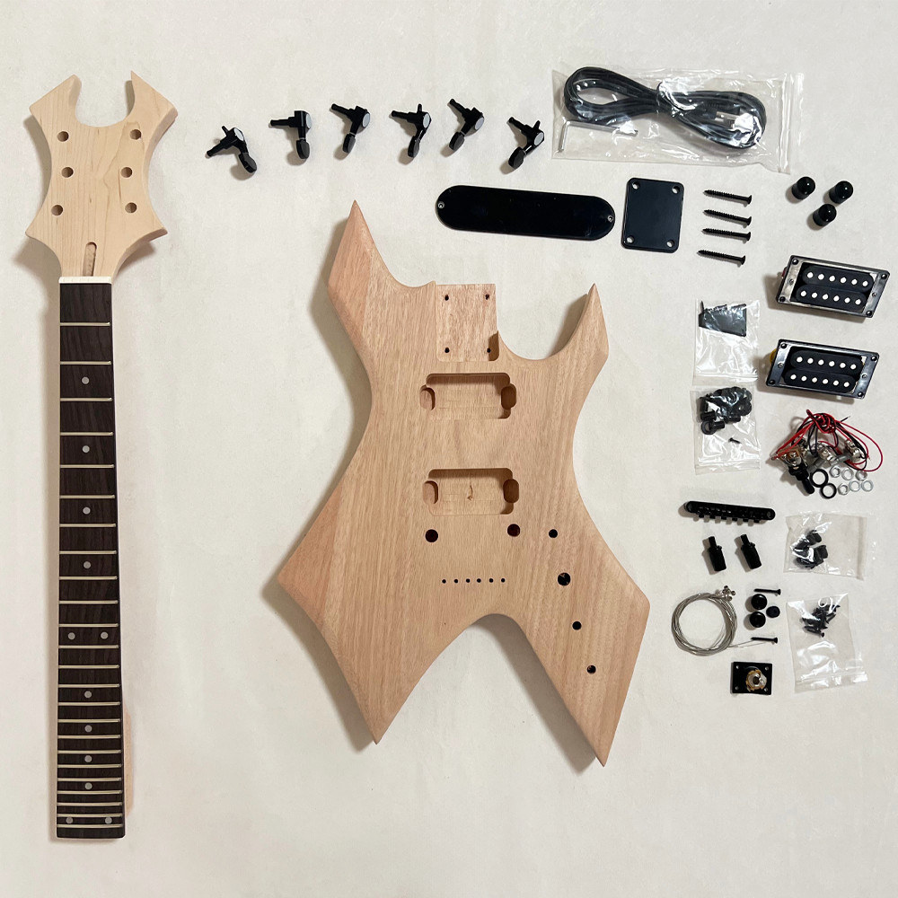 DIY Unfinished BC Rich Electric Guitar Kit Mahogany Body Maple Neck Black Part