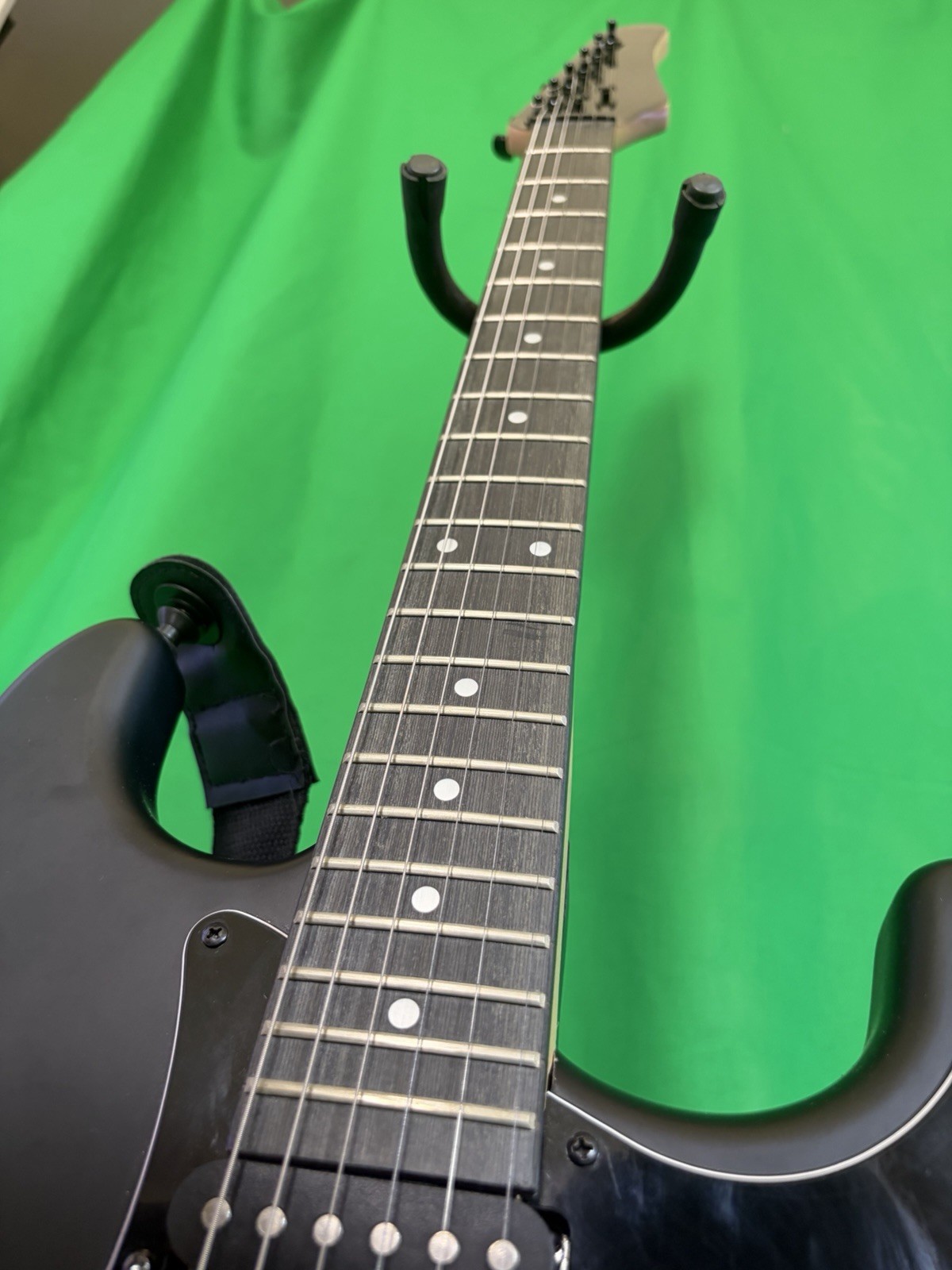 S Style Electric Guitar Upgraded Pickups Tremolo Frets Level Action Low Blackout