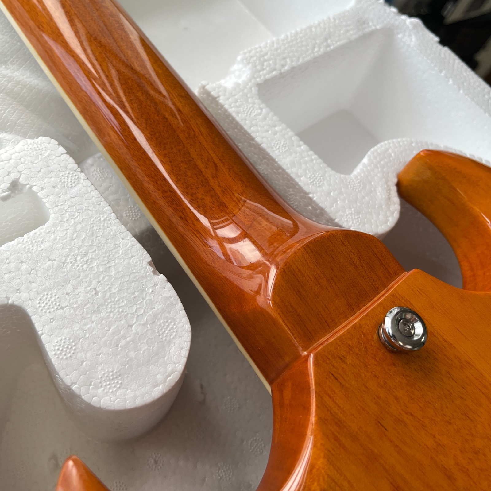 Natural SG Style Electric Guitar Rosewood Fingerboard Chrome Part
