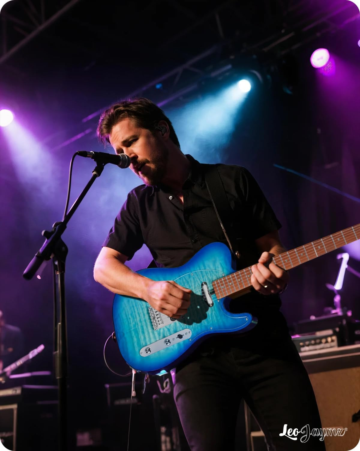 Leo Jaymz TL Electric Guitar Blue Ocean Maple Top Mahogany Alnico V Tuners