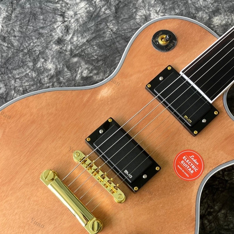 Solid Natural Electric Guitar Fretless and Inlayless Fretboard Gold Hardware