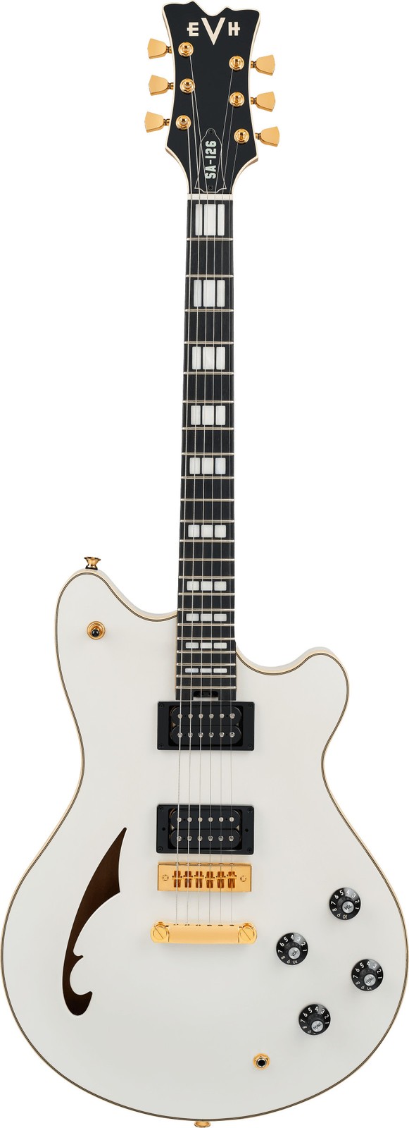 EVH SA-126 Special Semi-Hollow Electric Guitar, Ebony, Platinum Pearl Metallic