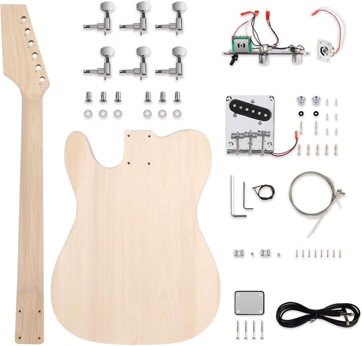 DIY Electric Guitar Kit Beginner Kit TL Style 6 String Right Handed Basswood Bod