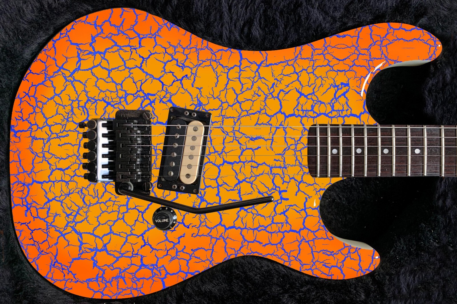Guitar Wrap Skin Reface Iconic 80’s Burst 6 Volt Crackle Orange Blister 1219
