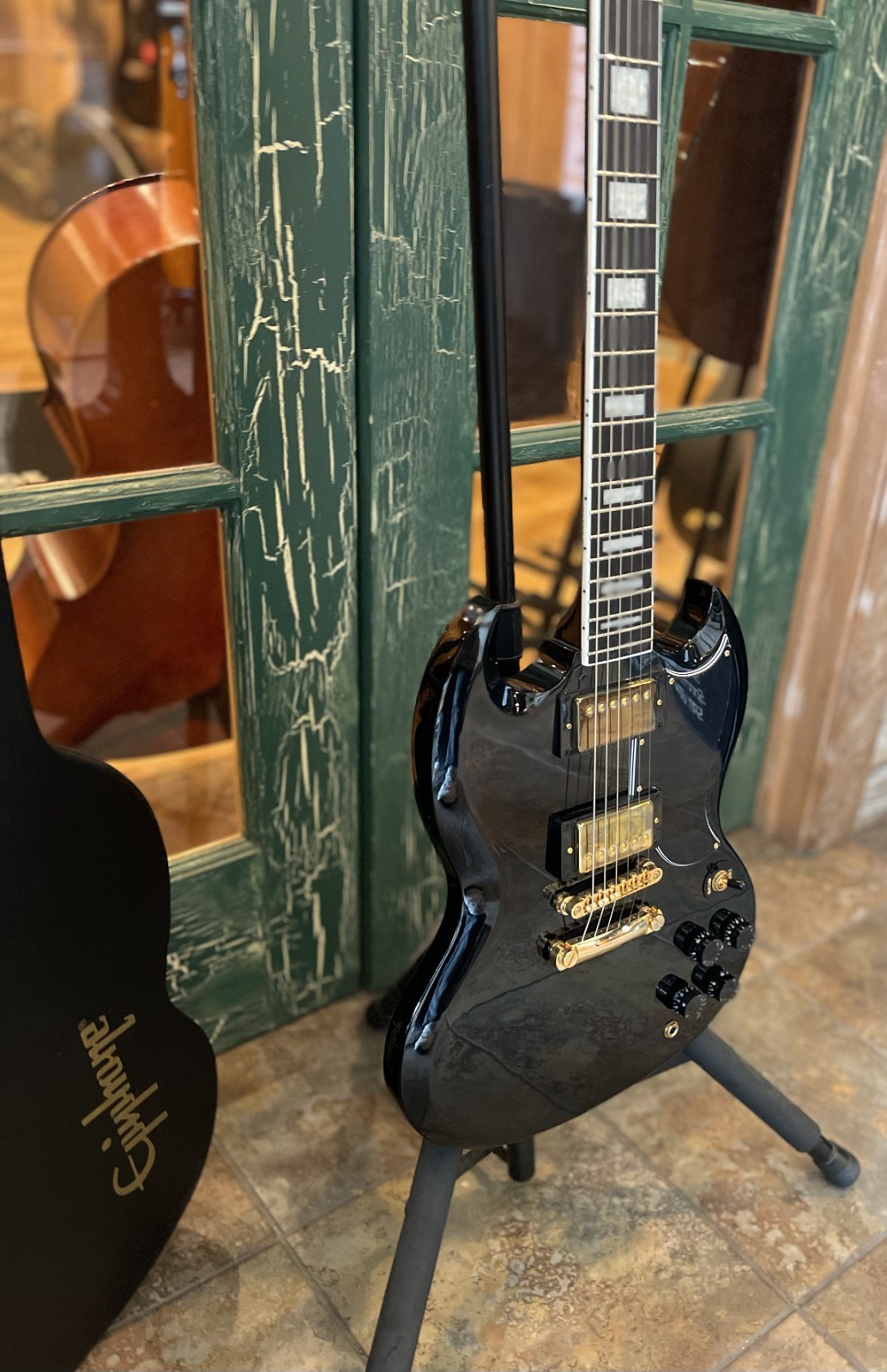 Epiphone Inspired By Gibson SG Custom HH Electric Guitar Ebony Epi SG Hard Case